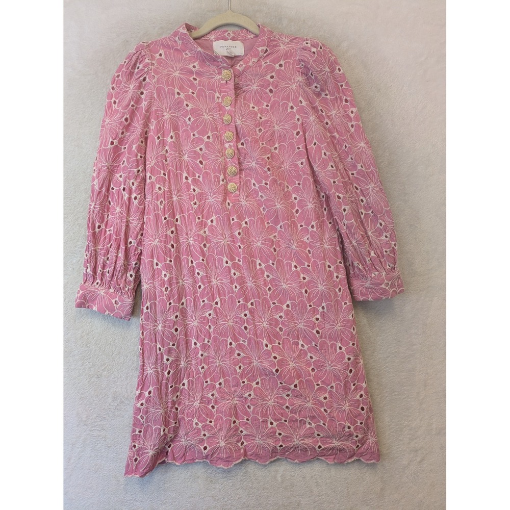 Tuckernuck Pomander Place Eyelet Mini‎ Dress Women's Small Puff Sleeve
